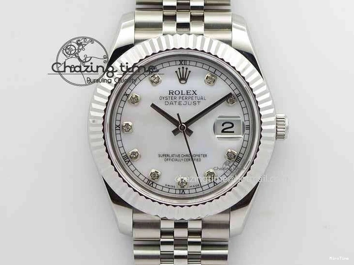 MiroTime 0514 EasyCare DateJust II 41mm BP Maker Best Edition White MOP Diamonds Dial On New Version Jubilee Bracelet A 3625